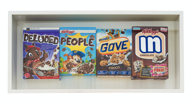 Jani Leinonen, ‘Deluded People Gave In,’, 2014, Mixed Media, Acrylic on product package, Zetterberg Gallery