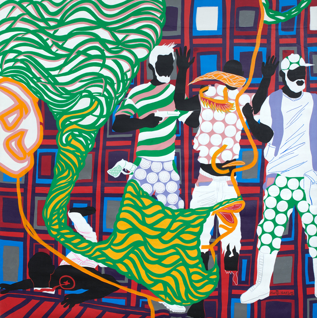 Boris Nzebo, ‘Les Marabouts’, 2018, Painting, Acrylic & Posca on canvas, Jack Bell Gallery