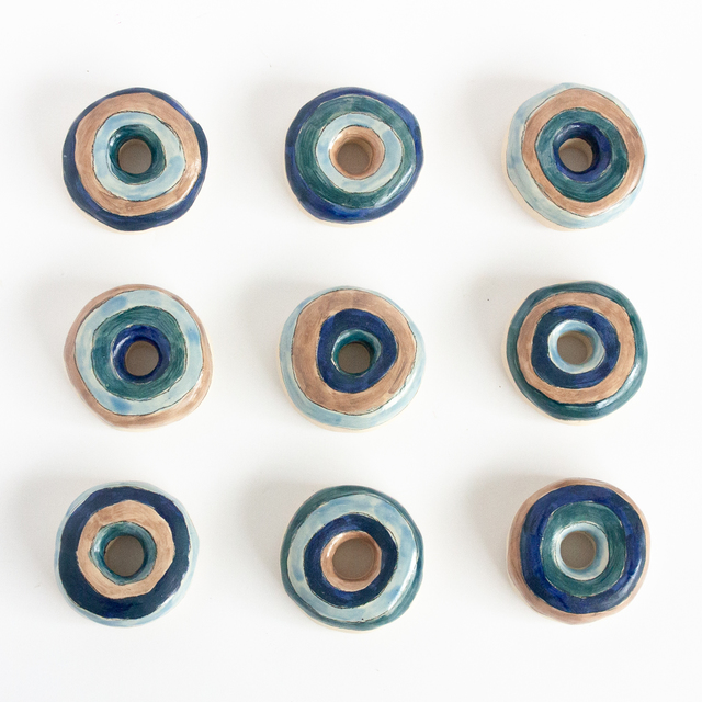 Liv Antonecchia, ‘Blue Orb Donuts’, 2020, Sculpture, Glazed stoneware, Miller Gallery Charleston