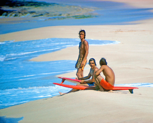 Jeff Divine, ‘Herbie Fletcher, Gerry Lopez, and Barry Kanaiaupuni, Sunset Beach, Hawaii, 1971’, 2019, Gagosian
