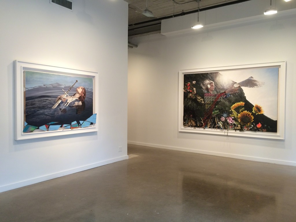 (left) "Siren and Sword" and "True Power" (right), Oil & mixed media on found paintings over panel
(left) "Siren and Sword" and "True Power" (right), Oil & mixed media on found paintings over panel