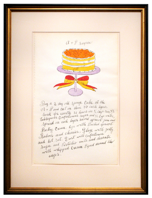 Andy Warhol, ‘A & P Surprise ’, 1959, Drawing, Collage or other Work on Paper, Unique watercolor & offset lithograph on paper with gold foil appliqué., Woodward Gallery