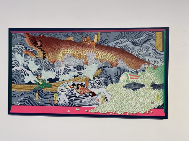 Ralph Allen Massey, ‘Tametomo Rescued by Tengu’, 2017, Painting, Acrylic painting on board, bG Gallery