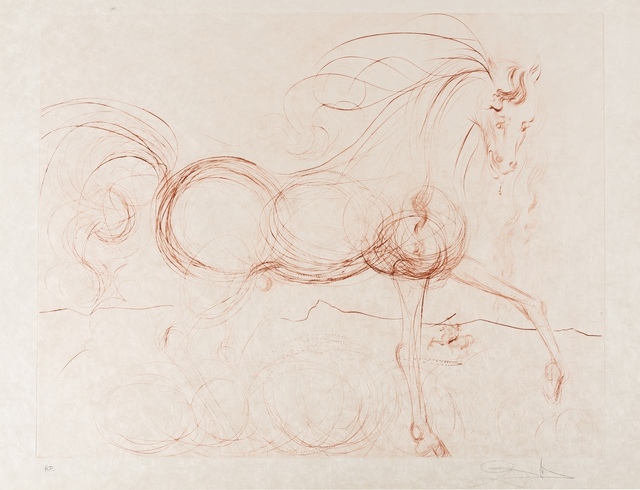Salvador Dalí, ‘L'Etalon Blanc (Hommage au cheval) (Field 74-9; M & L 639b)’, 1973-1974, Print, The scarce etching printed in sepia, Forum Auctions