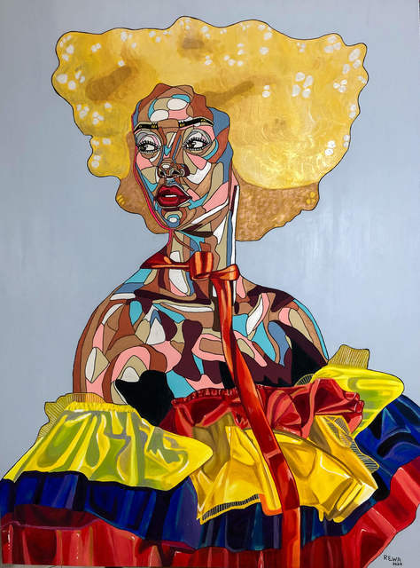 REWA, ‘Adiba (Princess of the court)’, 2020, Painting, Acrylic and ink on canvas, Out of Africa Gallery