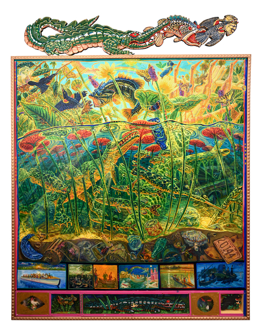 Mark Messersmith, ‘Long Hot Day’, 2016, Painting, Oil on canvas, carved wooden pediment, and mixed media predella, Valley House Gallery & Sculpture Garden