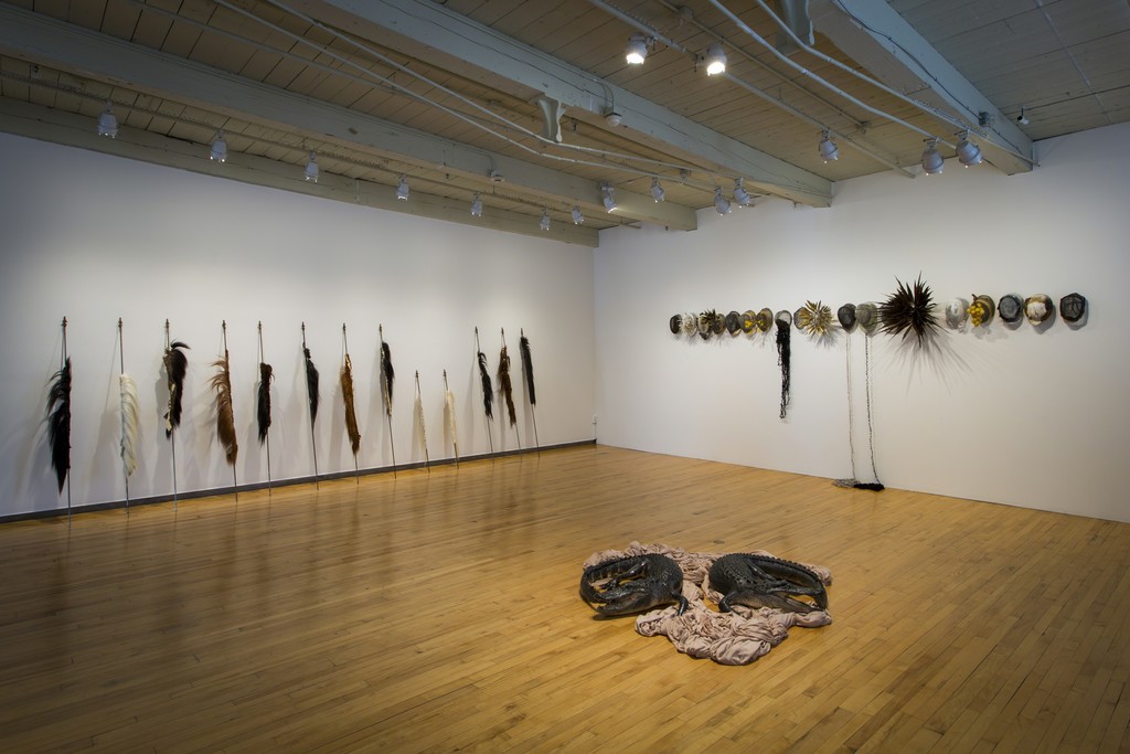 Installation view of Allison Janae Hamilton, Pitch, at MASS MoCA, March 2018. Photo by David Dashiell. Courtesy of the artist. Installation view of Allison Janae Hamilton, Pitch, at MASS MoCA, March 2018. Photo by David Dashiell. Courtesy of the artist.