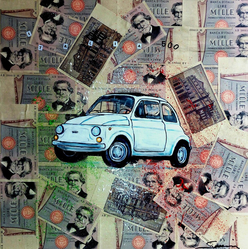 Francesco Senise, 2018 - 500 ITALIA - Mixed on canvas cm 50 x 50 Francesco Senise, 2018 - 500 ITALIA - Mixed on canvas cm 50 x 50