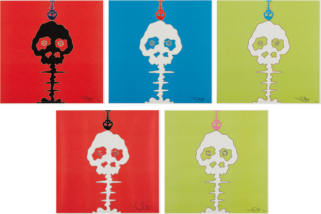Takashi Murakami, ‘LIME GREEN - TIME; RED - TIME; Time Bokan - green; Time Bokan - blue; and Time Bokan - red’, 2001-08, Phillips