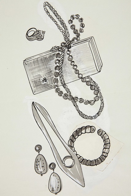 Andy Warhol, ‘Shoe, Purse and Jewelry Items’, 1957, Laurence Miller Gallery