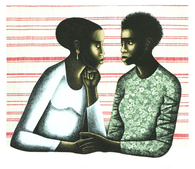 Elizabeth Catlett, ‘Gossip’, 2005, Print, Digital print and photolithograph., The Brodsky Center at PAFA