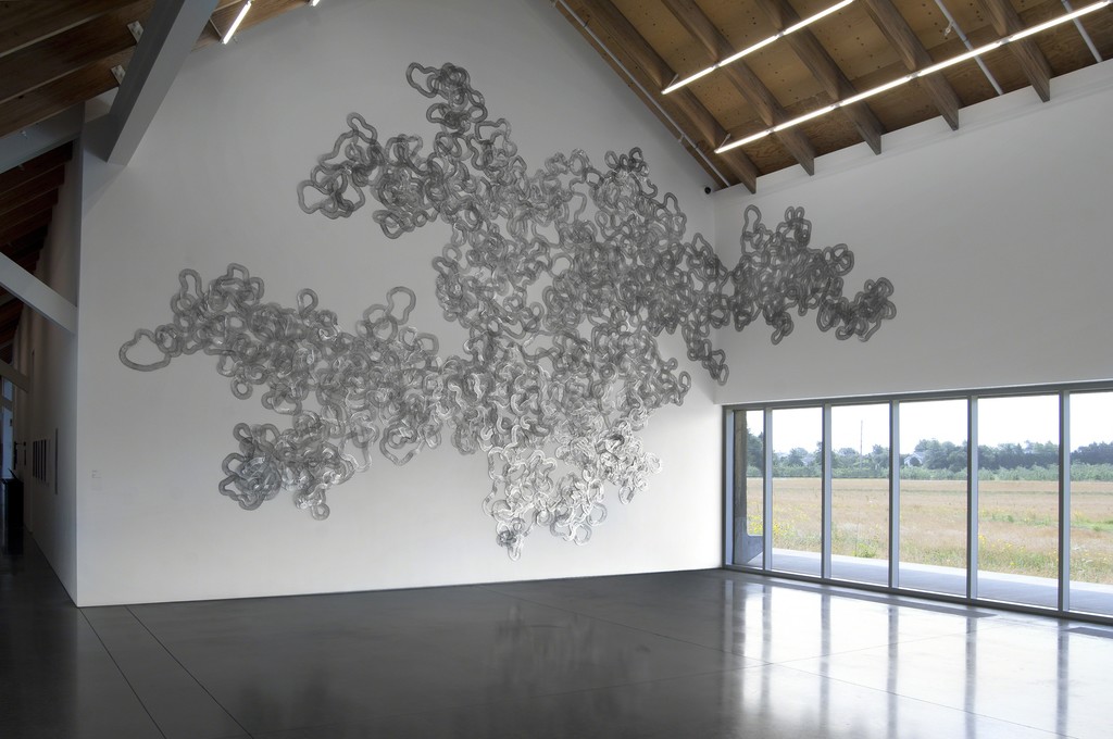 Installation view of Tara Donovan, "Untitled" (2015). Courtesy of Parrish Art Museum, Photo: Gary Mamay. Installation view of Tara Donovan, "Untitled" (2015). Courtesy of Parrish Art Museum, Photo: Gary Mamay.