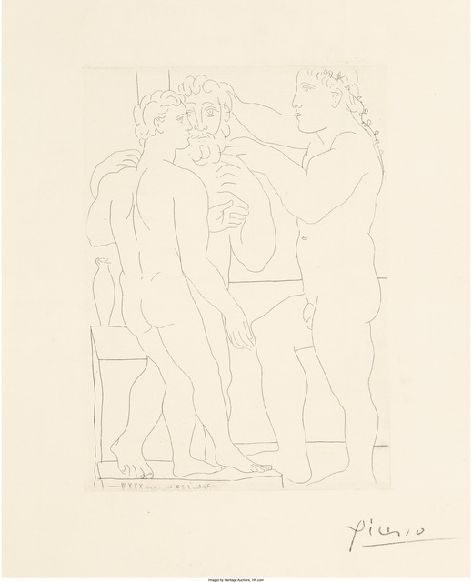 Pablo Picasso, ‘Deux hommes sculptés, pl. 52, from La Suite Vollard’, 1933, Print, Etching on Montval laid paper, Heritage Auctions