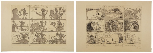 Pablo Picasso, ‘Sueño y mentira de Franco (B. 297 and 298; Ba. 615 and 616)’, 1937, Print, The suite, comprising two etchings and aquatints, Sotheby's