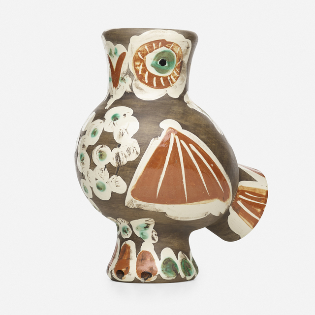 Pablo Picasso, ‘Chouette vase’, 1968, Textile Arts, Glazed and engraved earthenware with engobe decoration and black patina, Rago/Wright