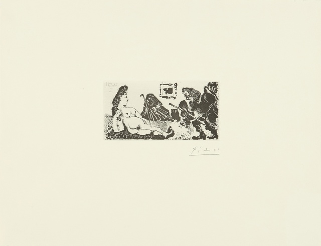 Pablo Picasso, ‘Vieux beau saluant très bas une pupille de La Célestine (B. 1593; Ba. 1609)’, 1968, Print, Aquatint and drypoint, Sotheby's