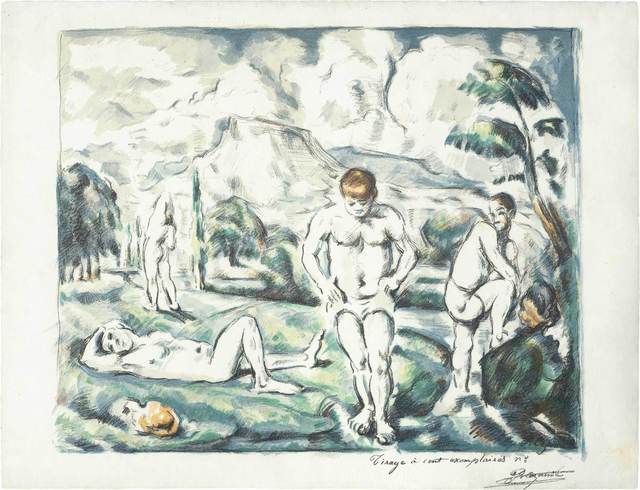 Paul Cézanne, ‘Les Baigneurs (Grand Planche) (Druick I; Venturi 1157)’, Print, Color lithograph on MBM laid paper, Doyle