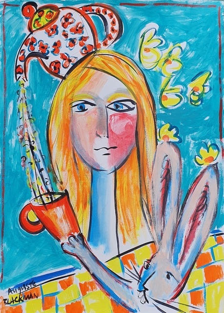 Auguste Blackman, ‘Tea Bunny’, 2021, Painting, Acrylics on paper, Angela Tandori Fine Art