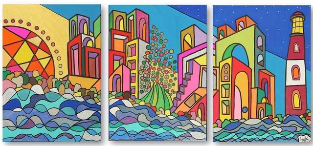 Jack Ottanio, ‘Il faro vecchio (Trittico)’, 2019, Painting, Acrylic on canvas, SmART Coast Gallery