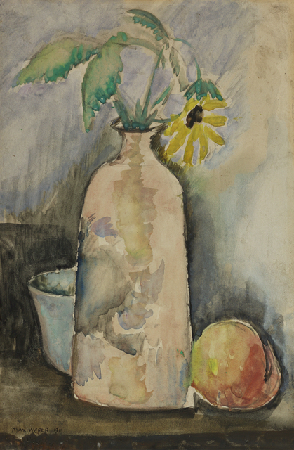 Max Weber, ‘Still Life with Daisy, Bottle, and Peach’, 1911, Debra Force Fine Art