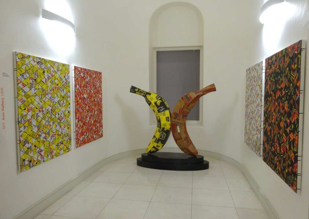 Jebila Okongwu's Banana no, 17 and Divination paintings. Jebila Okongwu's Banana no, 17 and Divination paintings.