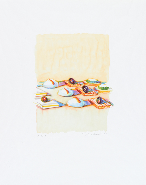Wayne Thiebaud, ‘Appetizers’, 1994, Print, Lithograph, A.P. 1, Paul Thiebaud Gallery