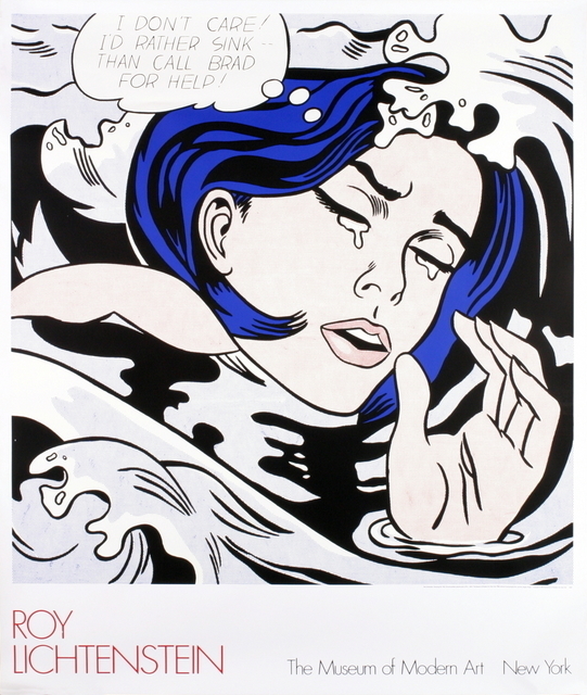 Roy Lichtenstein, ‘"Drowning Girl" by Roy Lichtenstein, MOMA First Edition Billboard Poster’, 1989, Posters, High Quality Silkscreen Museum Exhibition Poster, David Lawrence Gallery