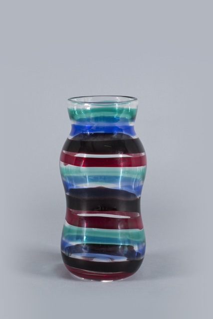 Fulvio Bianconi, ‘Venini, Fasce Orizzontali vase’, 1953, Design/Decorative Art, Transparent, red, black, blue and green glass., Finarte