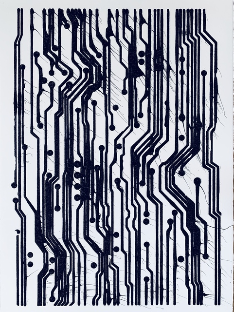 Analía Saban, ‘Ink Circuit Board #1’, 2019, Drawing, Collage or other Work on Paper, Ink on paper, LAXART Benefit Auction