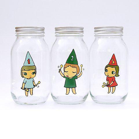 Yoshitomo Nara, ‘Girl Storage Jar (450 mL; Green, Red, Blue)’, 2010-2020, Design/Decorative Art, Glass, tinplate & PVC compound, Curator Style