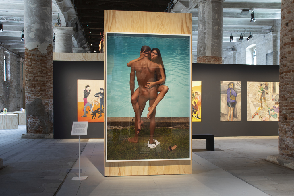 Installation view of Martine Gutierrez, Body En Thrall from Indigenous Woman, 2018, at the 58th International Art Exhibition - La Biennale di Venezia, May You Live In Interesting Times. Photo by Italo Rondinella. Courtesy of La Biennale di Venezia. Installation view of Martine Gutierrez, Body En Thrall from Indigenous Woman, 2018, at the 58th International Art Exhibition - La Biennale di Venezia, May You Live In Interesting Times. Photo by Italo Rondinella. Courtesy of La Biennale di Venezia.