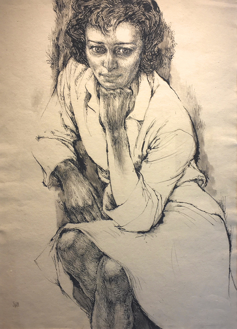 Barbara Swan, ‘Portrait of Anne Sexton’, ca. 1964, Drawing, Collage or other Work on Paper, Ink on paper, Alpha Gallery