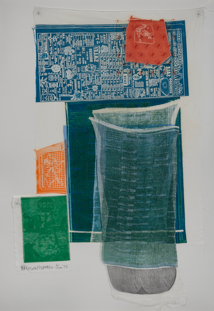 Robert Rauschenberg, ‘Platter from Airport Series’, 1974, Mixed Media, Color relief and intaglio on fabric collage, Hindman