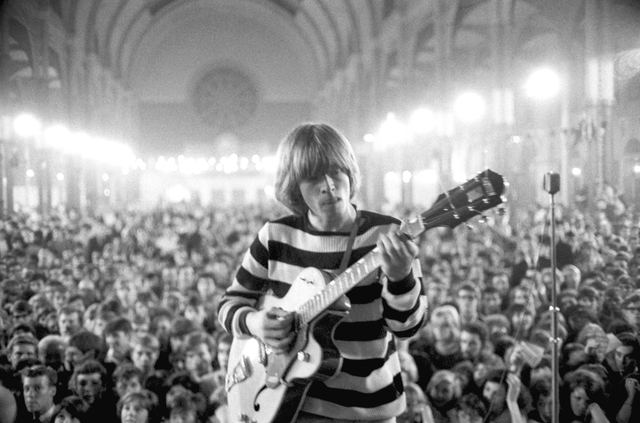 John 'Hoppy' Hopkins, ‘'A Concentrated Solo', Brian Jones around 4am, at 'All-Nighter', Alexandra Palace, London’, 1964, Photography, Hand Printed Silver Gelatin print, ElliottHalls