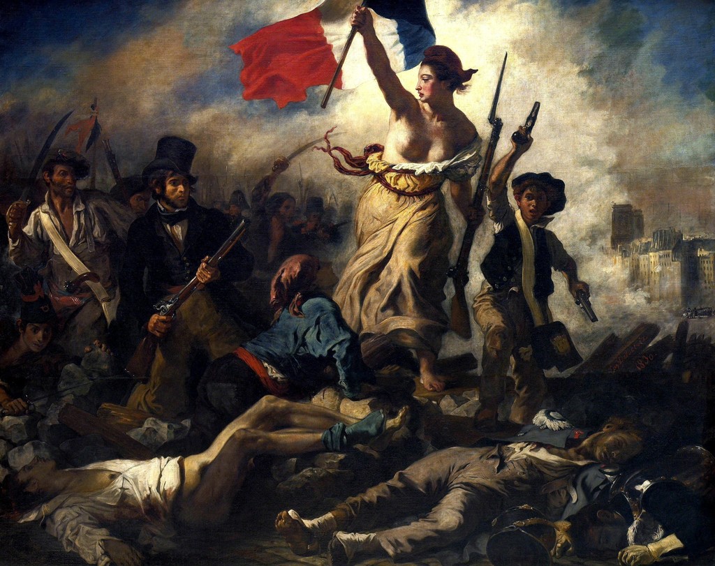Eugène-Victor-Ferdinand Delacroix (Eugène Delacroix), 'La Liberté guidant le peuple (Liberty Leading the People),' 1830, Musée du Louvre