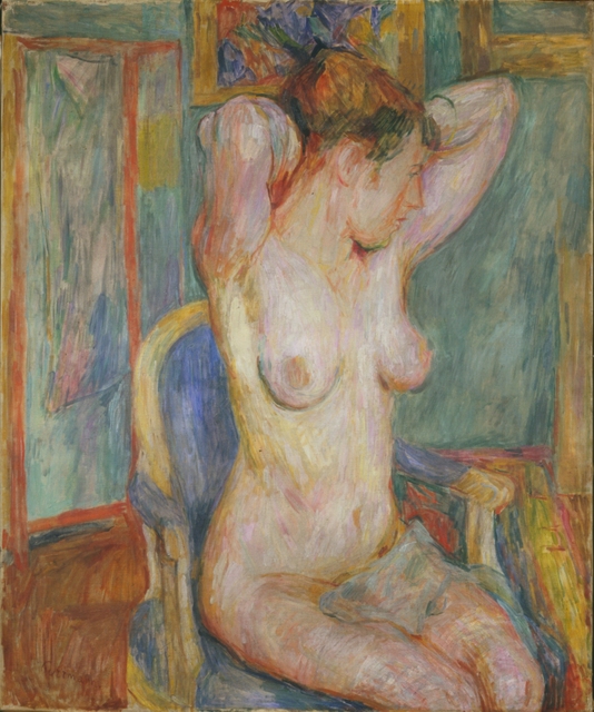 Hans Purrmann, ‘Weiblicher Akt auf blauem Sessel ’, 1918, Henze & Ketterer
