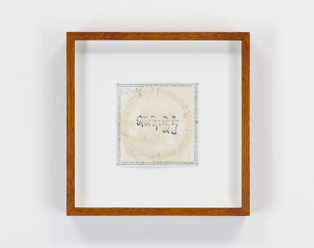 Hamish Fulton, ‘Tea Ring, Tibet, 2007’, 2007, Drawing, Collage or other Work on Paper, Tea ring and pencil text, Parafin