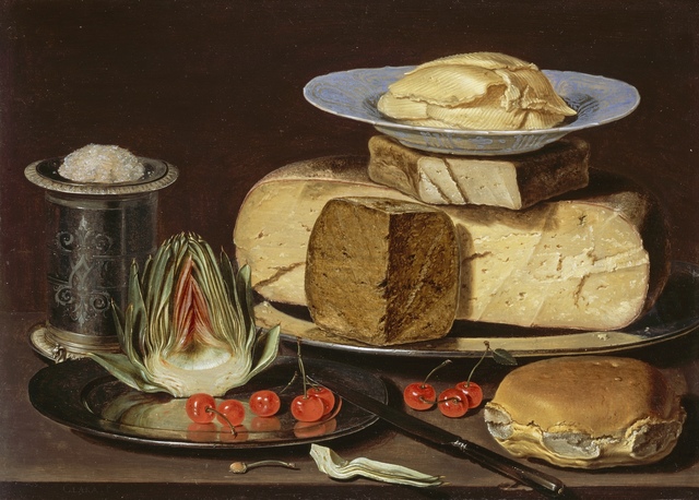 Clara Peeters, ‘Still Life with Cheeses, Artichoke, and Cherries’, ca. 1625, Los Angeles County Museum of Art