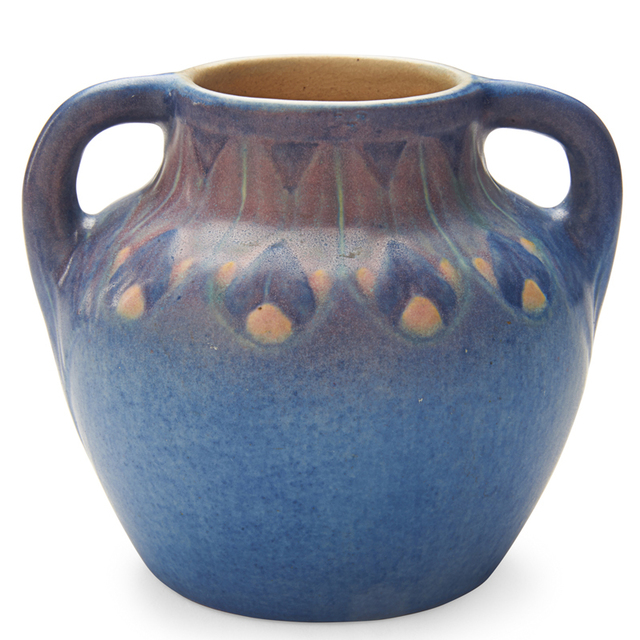 ‘Newcomb College, Small Two-handled Vase with Stylized Blossoms, New Orleans, LA’, 1924, Rago/Wright