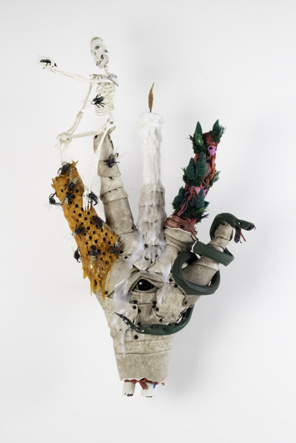 Johnston Foster, ‘Ascension of the Suzerain’, 2018, Sculpture, Plywood, PVC, glass marble, garden hose, coax cable, hot glue, wood glue, copper, misc. plastics, misc. textiles, electrical wires, plastic wires, screws, dish wash scrub pads, steel hardware, Freight + Volume