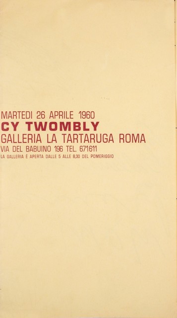 Cy Twombly, ‘Solo exhibition’, 1960, Finarte
