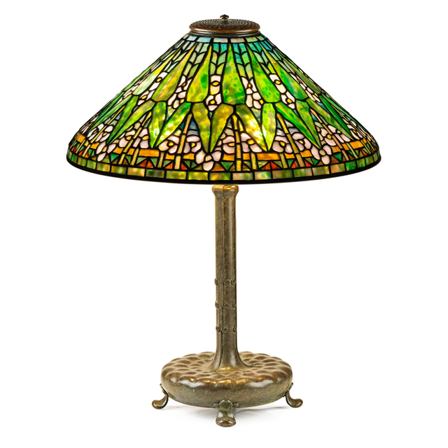 Tiffany Studios, ‘Fine Arrowroot Shade On Associated Reproduction Base, New York’, Early 20th C., Rago/Wright