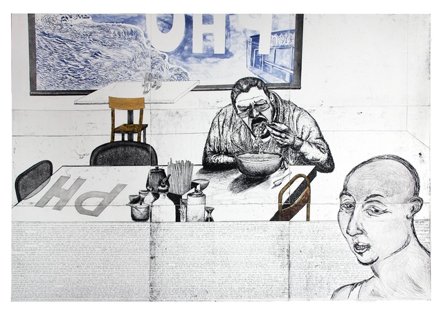 Daniel Heyman, ‘Fall: Artist Eats Pho’, 2011, Cade Tompkins Projects