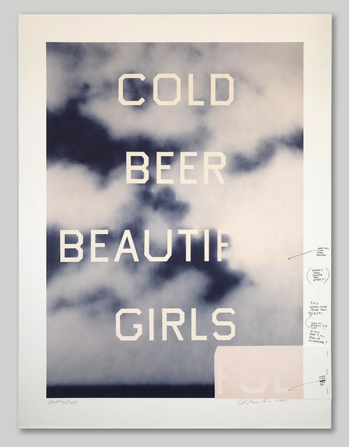 Ed Ruscha, ‘Cold Beer Beautiful Girls’, 2009, Print, Hand-Pulled Color Lithograph on Paper, Approximately Blue