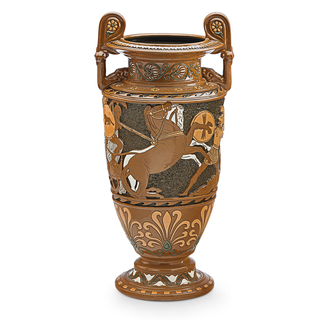 Roseville Pottery, ‘Rare Della Robbia Volute Krater With Roman Battle Scene, Zanesville, OH’, 1910, Rago/Wright