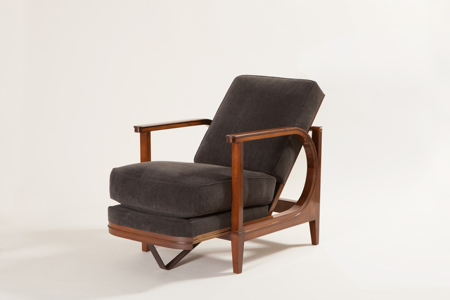 Eugène Printz, ‘Armchair with sliding seat and back’, circa 1930, Design/Decorative Art, Walnut, patinated brass, Galerie Dutko
