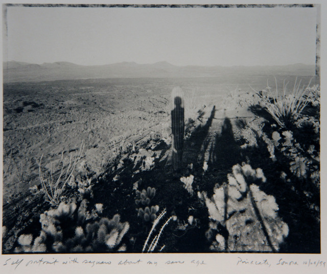 Mark Klett, ‘Self Portrait with Saguaro About My Same Age’, 1999, Photography, Platinum print, ClampArt