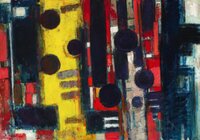 Preben Hornung: "Langebrobillede No. 41". Signed Hornung 1953. Oil on canvas. 81 x 116 cm