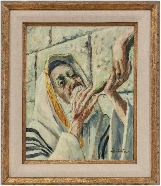 Savu Petra Dan, ‘Judaica Painting Blowing Shofar at the Western Wall’, Mid-20th Century, Lions Gallery