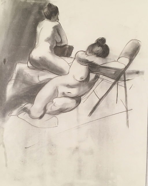 Thomas John Carlson, ‘Nude 2’, ca. 2018, Drawing, Collage or other Work on Paper, Charcoal on paper, Deep Space Gallery